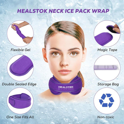 Neck Ice Pack Wrap, Reusable Cold/Hot Gel for Neck Pain, Black