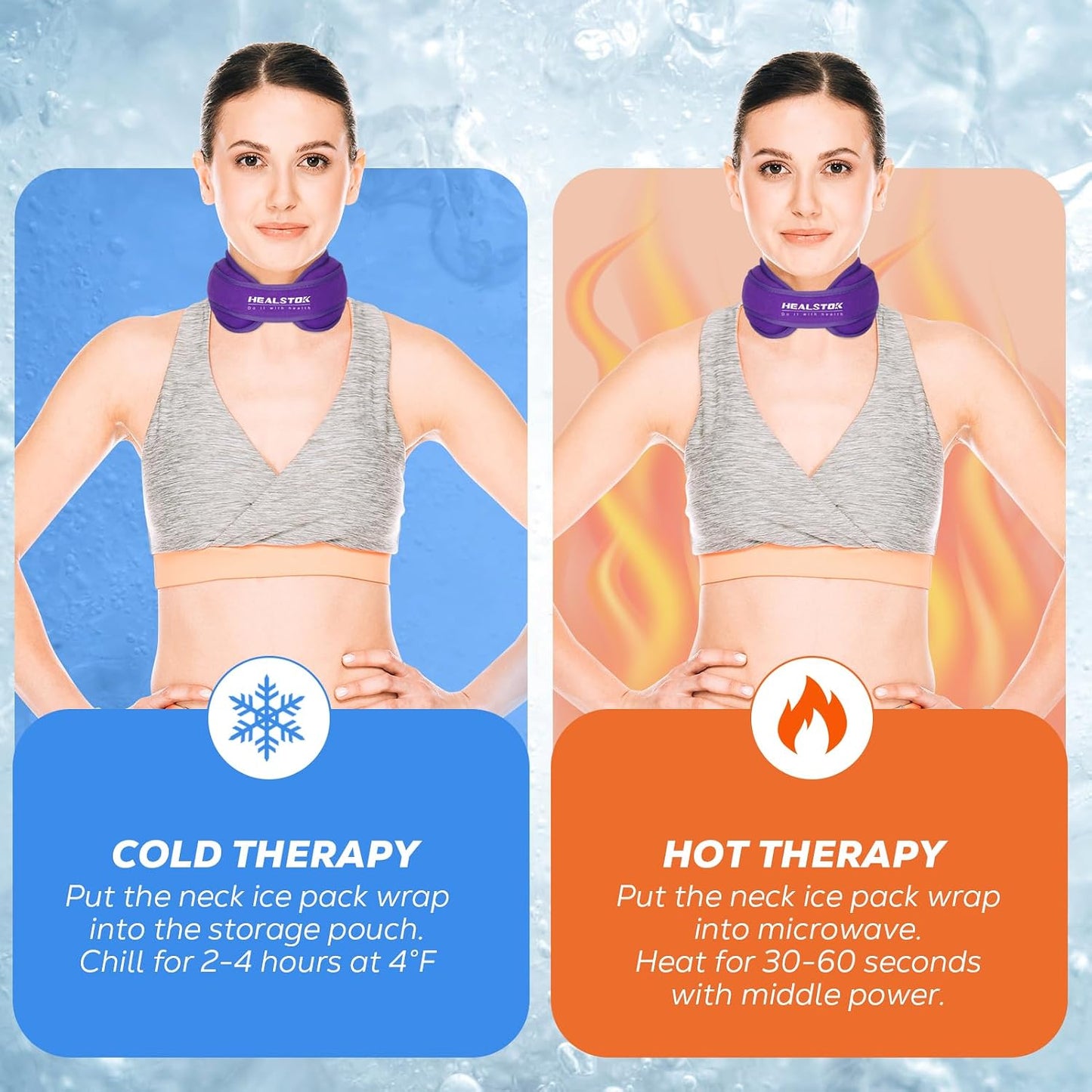 Neck Ice Pack Wrap, Reusable Cold/Hot Gel for Neck Pain, Black