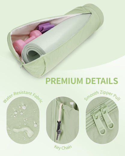 Puffy Yoga Mat Bag Yoga Gym Bags for Women Men, Full-Zip Pilates Bag with Wet Pocket & Side Zip Drawstring Pocket Fits Tumblers with Handle, Yoga Mat Storage for Carrier Quick Access