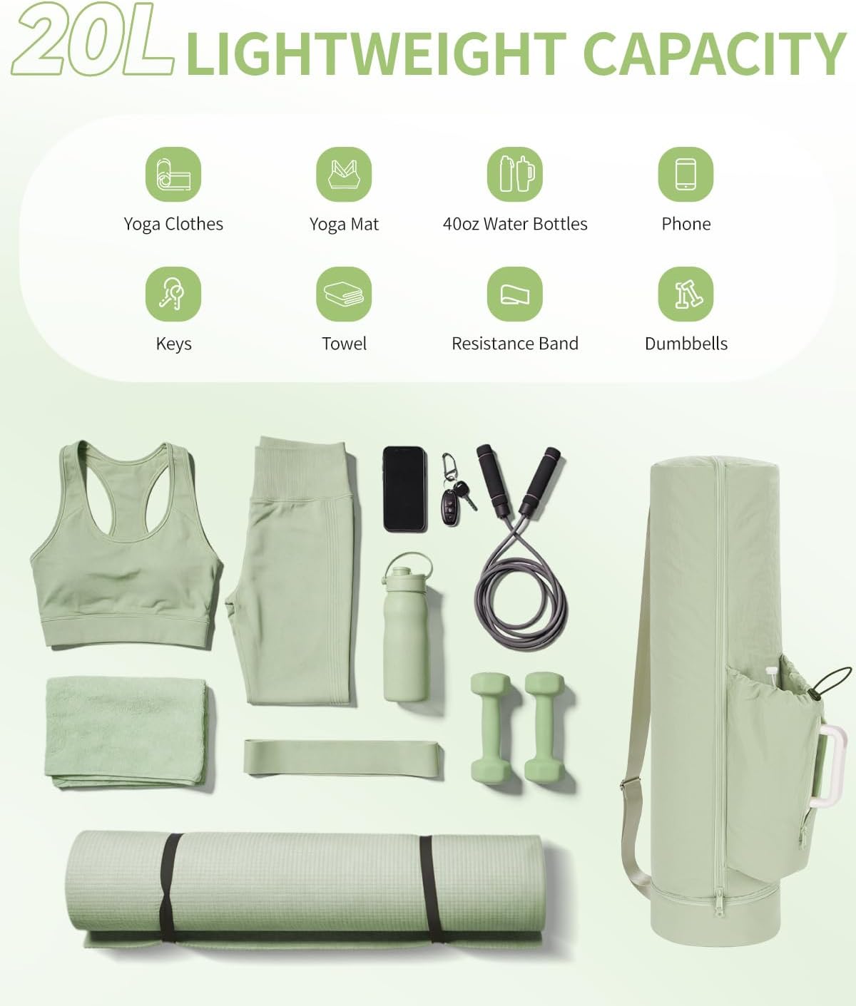 Puffy Yoga Mat Bag Yoga Gym Bags for Women Men, Full-Zip Pilates Bag with Wet Pocket & Side Zip Drawstring Pocket Fits Tumblers with Handle, Yoga Mat Storage for Carrier Quick Access