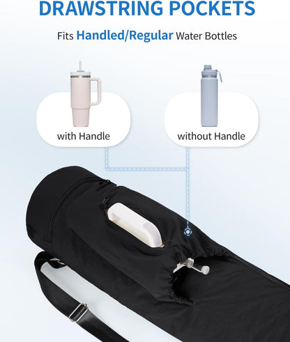 Puffy Yoga Mat Bag Yoga Gym Bags for Women Men, Full-Zip Pilates Bag with Wet Pocket & Side Zip Drawstring Pocket Fits Tumblers with Handle, Yoga Mat Storage for Carrier Quick Access