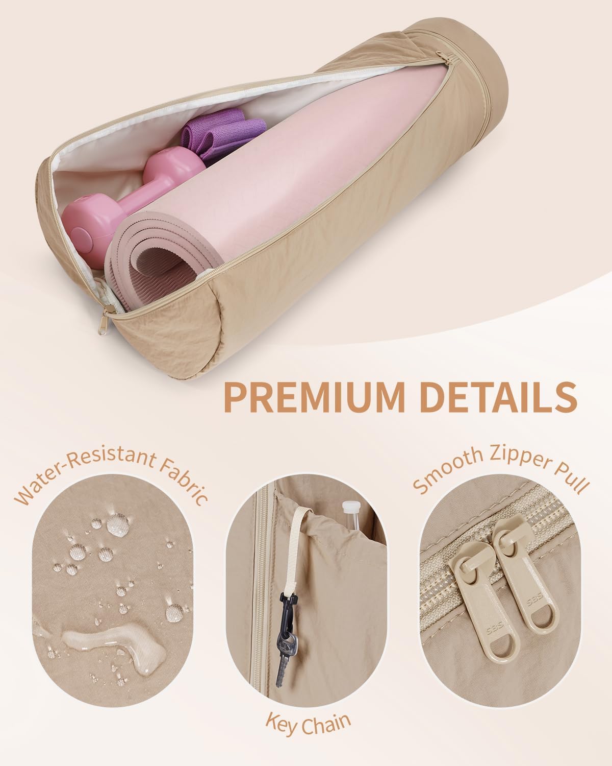 Puffy Yoga Mat Bag Yoga Gym Bags for Women Men, Full-Zip Pilates Bag with Wet Pocket & Side Zip Drawstring Pocket Fits Tumblers with Handle, Yoga Mat Storage for Carrier Quick Access