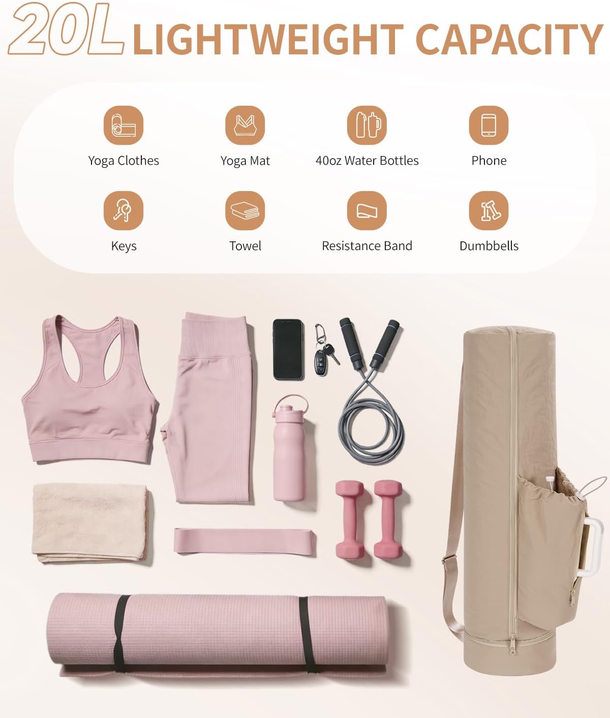 Puffy Yoga Mat Bag Yoga Gym Bags for Women Men, Full-Zip Pilates Bag with Wet Pocket & Side Zip Drawstring Pocket Fits Tumblers with Handle, Yoga Mat Storage for Carrier Quick Access