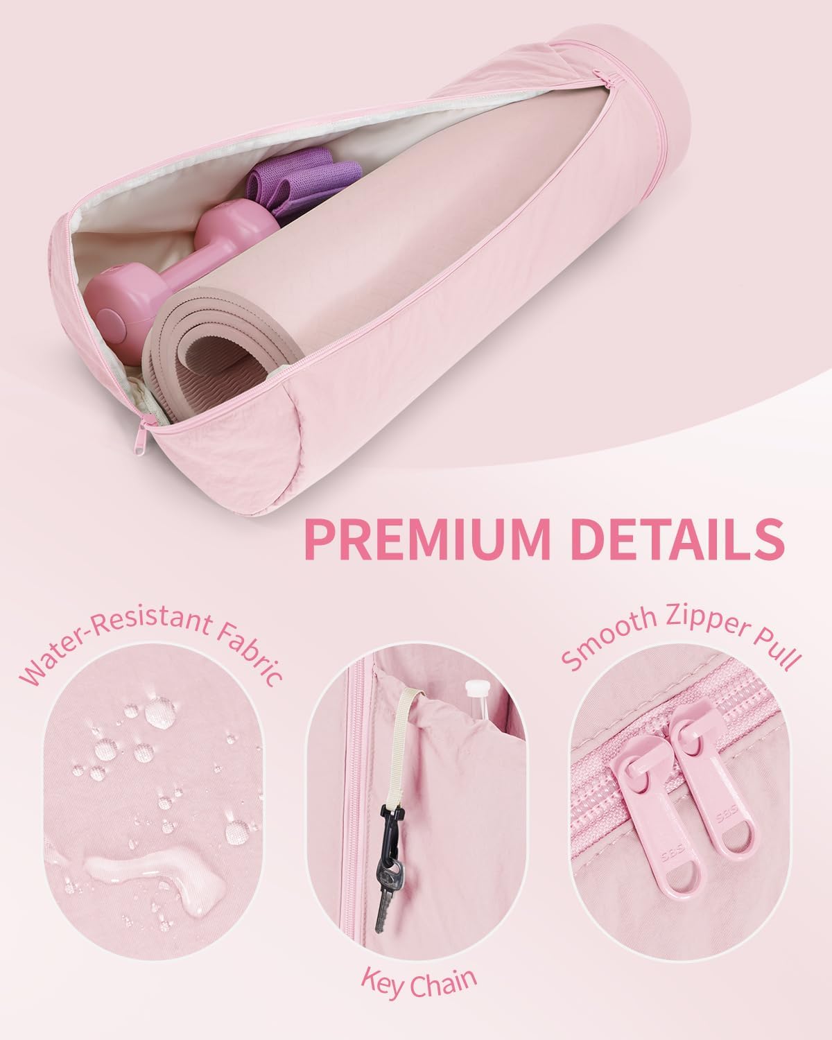 Puffy Yoga Mat Bag Yoga Gym Bags for Women Men, Full-Zip Pilates Bag with Wet Pocket & Side Zip Drawstring Pocket Fits Tumblers with Handle, Yoga Mat Storage for Carrier Quick Access