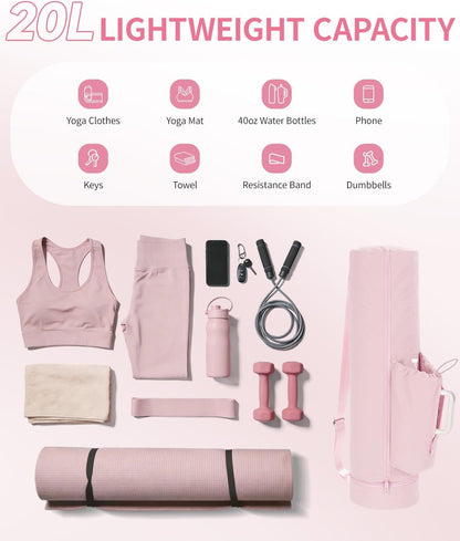 Puffy Yoga Mat Bag Yoga Gym Bags for Women Men, Full-Zip Pilates Bag with Wet Pocket & Side Zip Drawstring Pocket Fits Tumblers with Handle, Yoga Mat Storage for Carrier Quick Access
