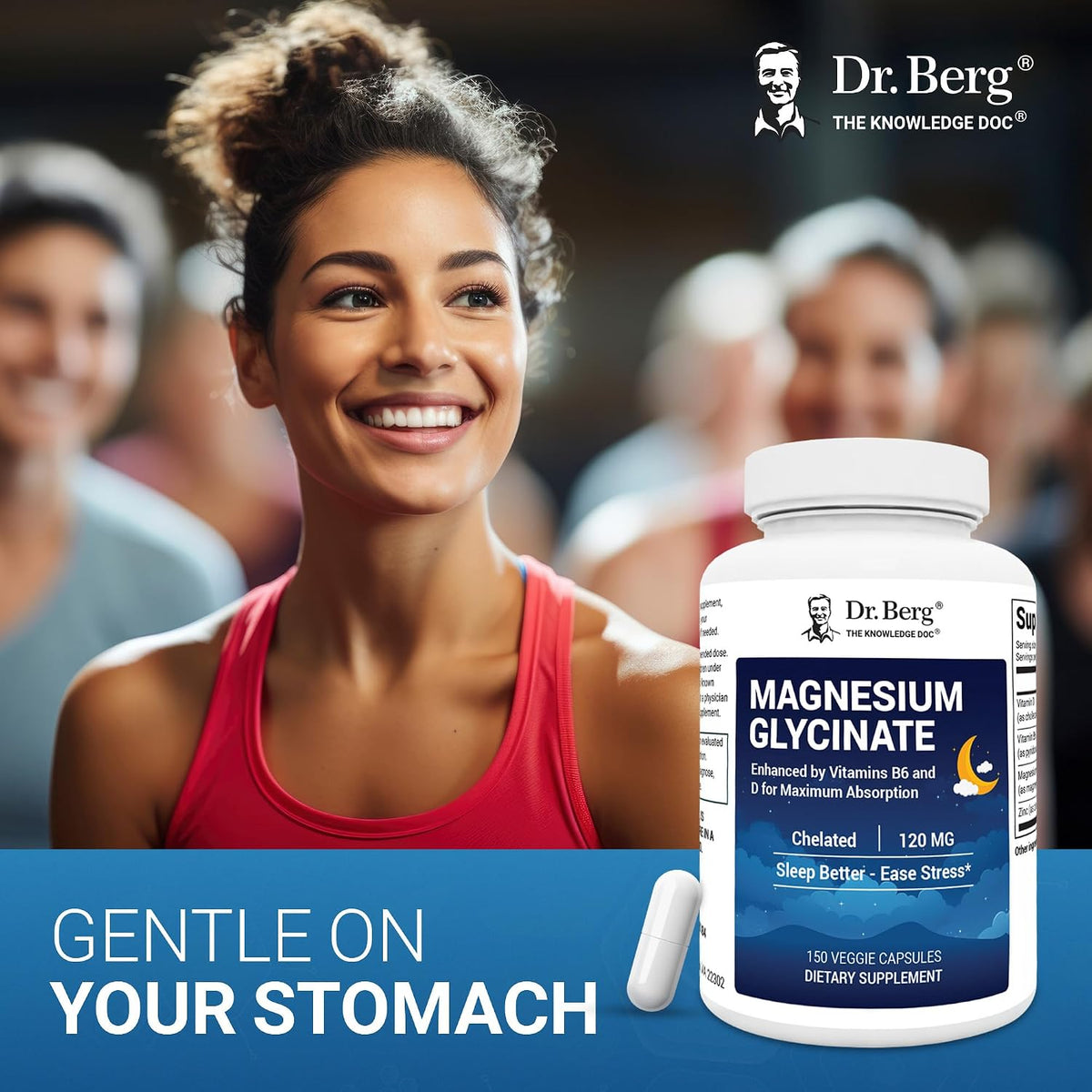 Dr. Berg Magnesium Glycinate 90ct – 4-in-1 Chelated for Muscle, Nerve, Sleep & Stress Support*– w/ D3, B6 & Zinc – 4X Lab-Tested – No Fillers – Formulated in USA, GMP-Certified
