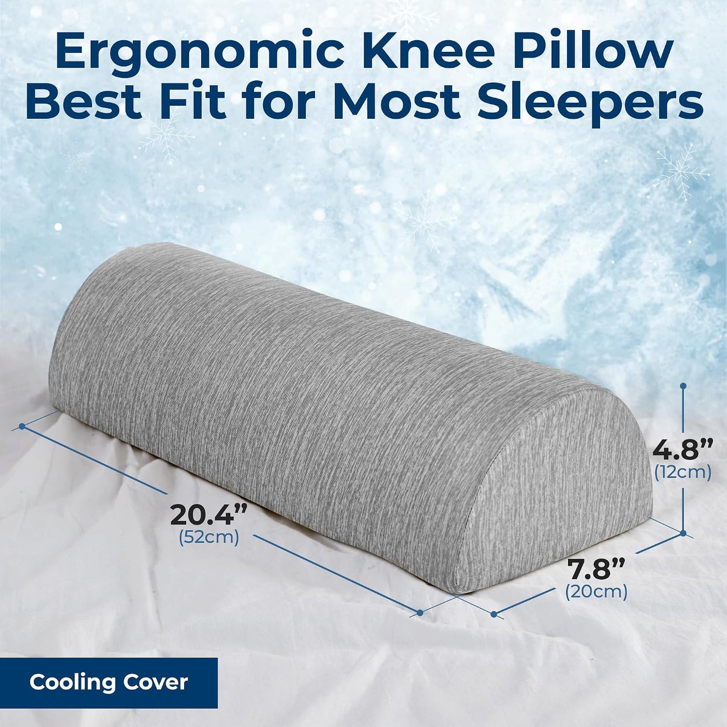 Knee Pillow for Back Sleeping – Half Moon Bolster Pillow for Legs, Under Knee Pillow for Sleeping on Back, Memory Foam Leg Pillow for Back Pain, Arctic Gray