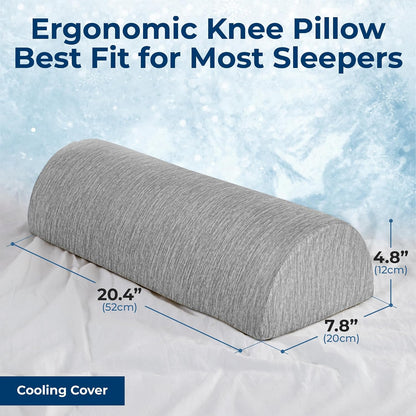 Knee Pillow for Back Sleeping – Half Moon Bolster Pillow for Legs, Under Knee Pillow for Sleeping on Back, Memory Foam Leg Pillow for Back Pain, Arctic Gray