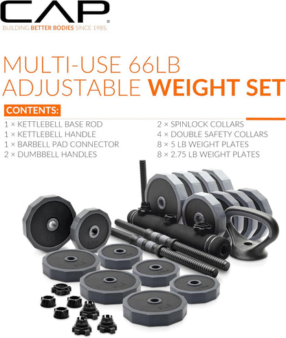 Adjustable Weight Set, Multi-Use Adjustable Dumbbell Set for Home Gym Strength Training, Quick Change Free Weights System, Compact Workout Equipment, Multiple Weight Options