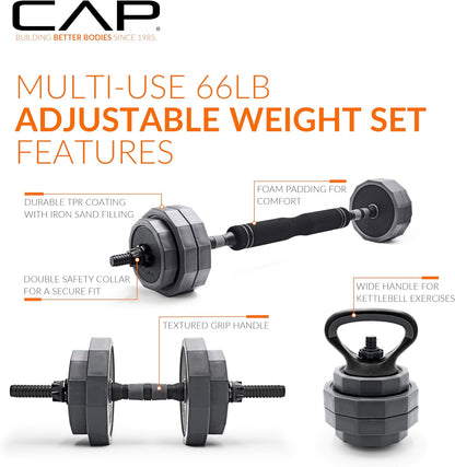Adjustable Weight Set, Multi-Use Adjustable Dumbbell Set for Home Gym Strength Training, Quick Change Free Weights System, Compact Workout Equipment, Multiple Weight Options