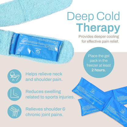 Ice Pack for Neck and Shoulders, Neck Ice Pack Wrap with 2 Reusable Packs