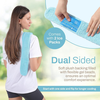 Ice Pack for Neck and Shoulders, Neck Ice Pack Wrap with 2 Reusable Packs