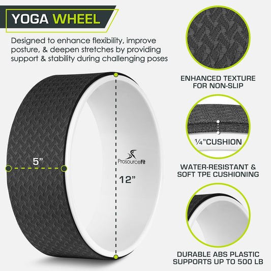 Yoga Wheel Prop 12” for Improving Yoga Poses, Backbends, Flexibility, Balance, Stretching, Relaxation