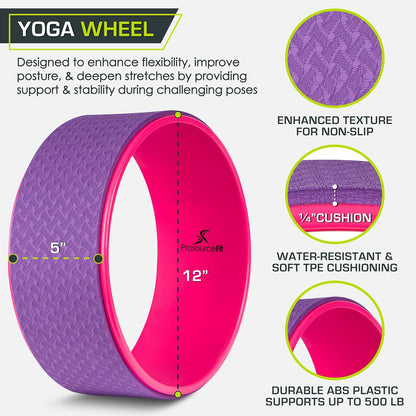 Yoga Wheel Prop 12” for Improving Yoga Poses, Backbends, Flexibility, Balance, Stretching, Relaxation