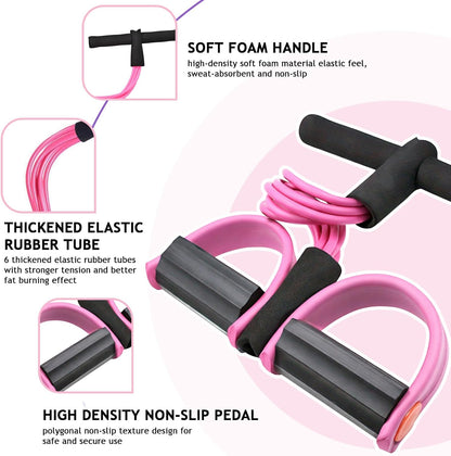 6-Tubes Tension Rope, Multifunction Elastic Yoga Pedal Puller Resistance Band, Natural Latex Tension Rope Fitness Equipment, for Abdomen, Waist, Arm, Leg Stretching Slimming Training
