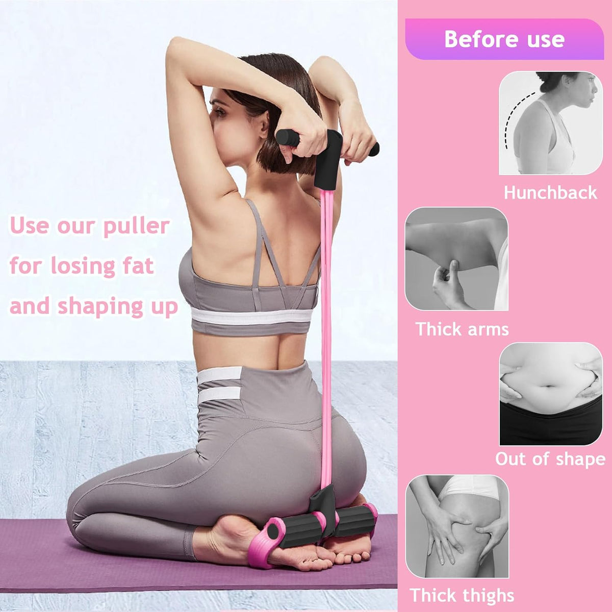 6-Tubes Tension Rope, Multifunction Elastic Yoga Pedal Puller Resistance Band, Natural Latex Tension Rope Fitness Equipment, for Abdomen, Waist, Arm, Leg Stretching Slimming Training