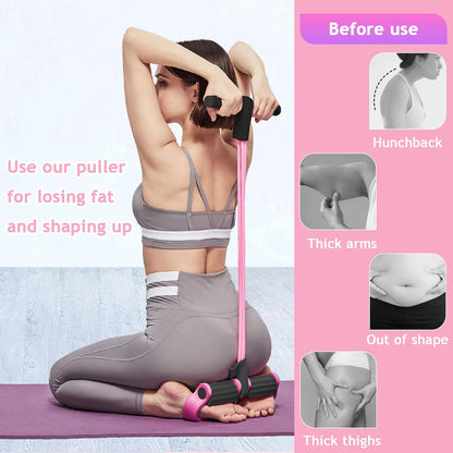 6-Tubes Tension Rope, Multifunction Elastic Yoga Pedal Puller Resistance Band, Natural Latex Tension Rope Fitness Equipment, for Abdomen, Waist, Arm, Leg Stretching Slimming Training