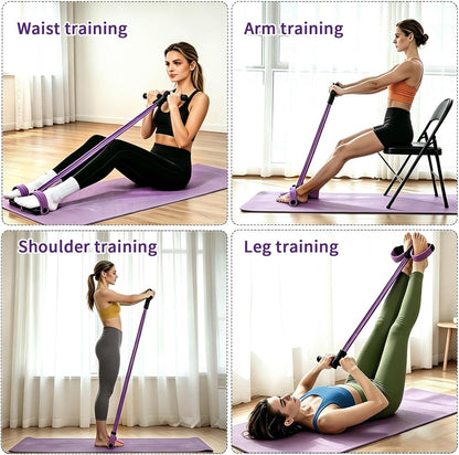 6-Tubes Tension Rope, Multifunction Elastic Yoga Pedal Puller Resistance Band, Natural Latex Tension Rope Fitness Equipment, for Abdomen, Waist, Arm, Leg Stretching Slimming Training