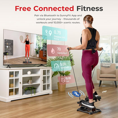 Mini Steppers with Digital Monitor and Resistance Bands, Compact Low-Impact Cardio Machines for Home Workouts