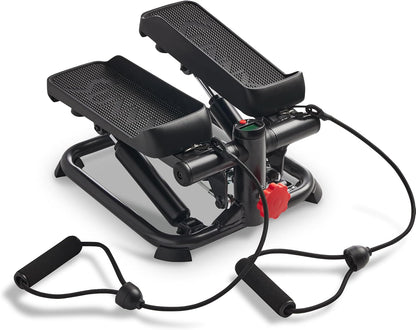 Mini Steppers with Digital Monitor and Resistance Bands, Compact Low-Impact Cardio Machines for Home Workouts