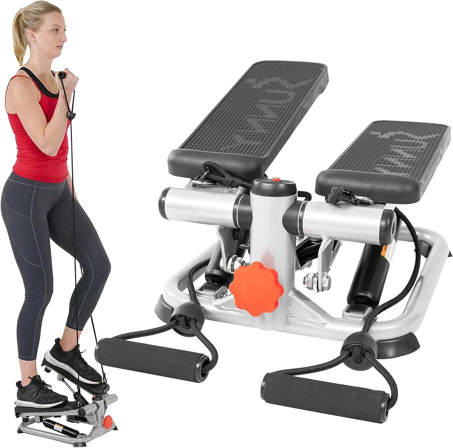 Mini Steppers with Digital Monitor and Resistance Bands, Compact Low-Impact Cardio Machines for Home Workouts