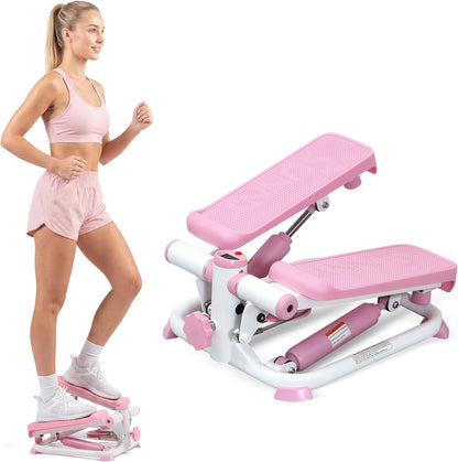Mini Steppers with Digital Monitor and Resistance Bands, Compact Low-Impact Cardio Machines for Home Workouts