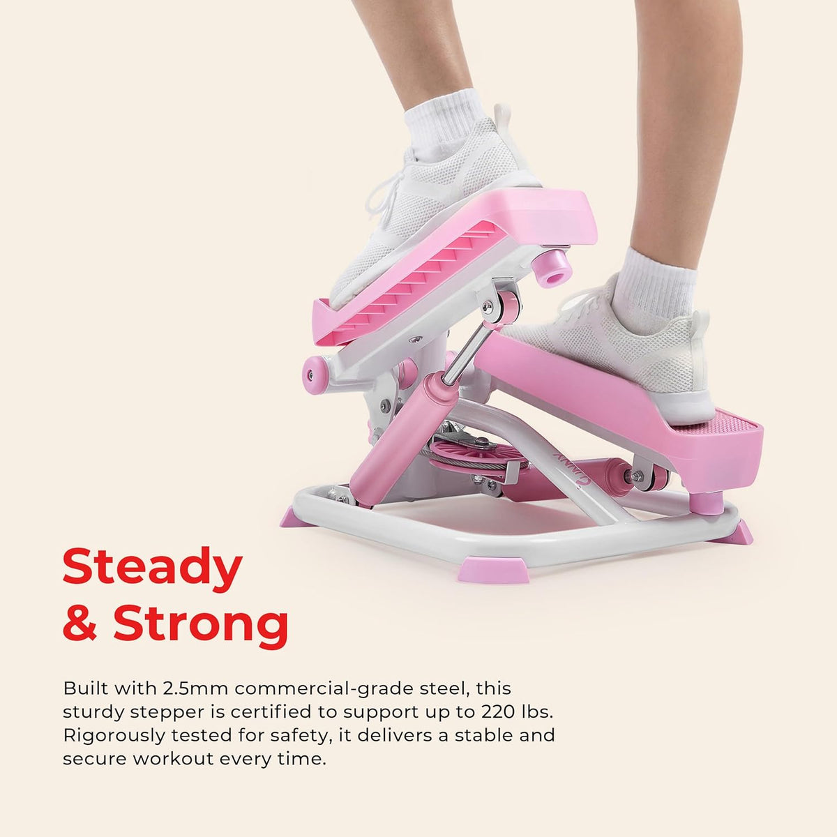 Mini Steppers with Digital Monitor and Resistance Bands, Compact Low-Impact Cardio Machines for Home Workouts