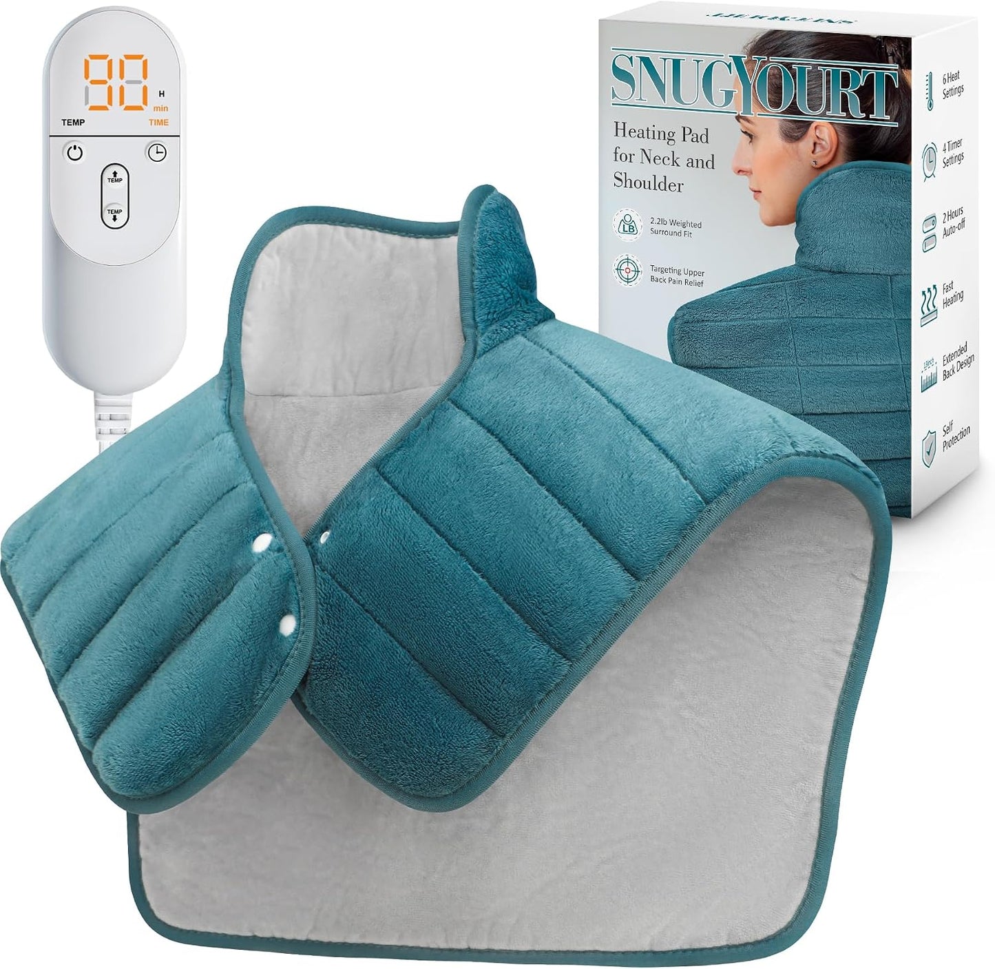 Heating Pad for Neck and Shoulders and Back Weighted,24x23In,Silver Grey