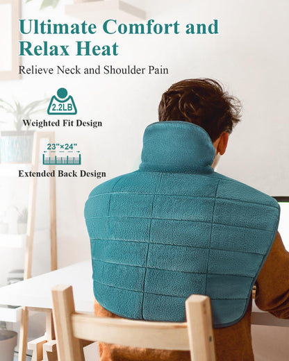 Heating Pad for Neck and Shoulders and Back Weighted,24x23In,Silver Grey