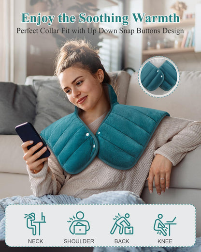Heating Pad for Neck and Shoulders and Back Weighted,24x23In,Silver Grey
