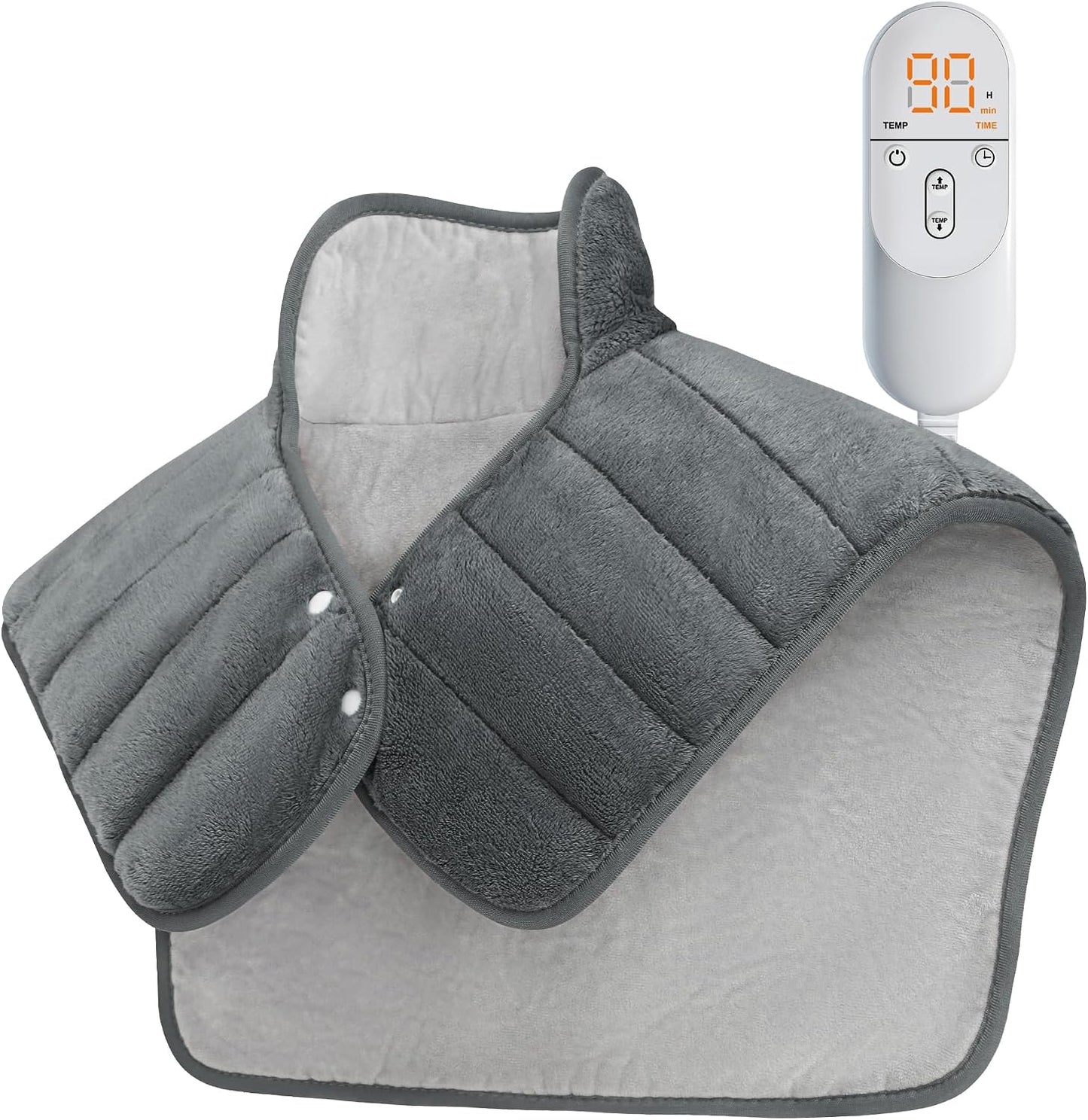 Heating Pad for Neck and Shoulders and Back Weighted,24x23In,Silver Grey