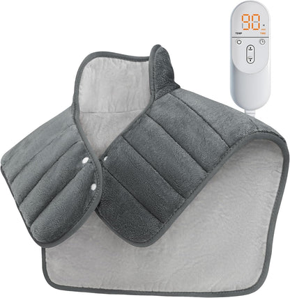 Heating Pad for Neck and Shoulders and Back Weighted,24x23In,Silver Grey