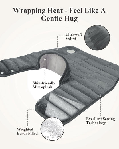 Heating Pad for Neck and Shoulders and Back Weighted,24x23In,Silver Grey