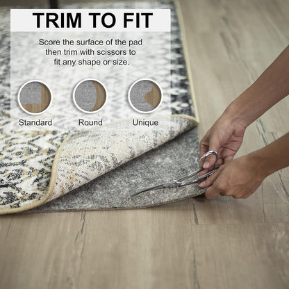 Non Slip Rug Pad 3' x 5'- 1/4" Thick Felt + Latex Rubber Gripper - Dual Surface Cushion for Hardwood, Carpet, Tile Floors, Made in USA - Colors A