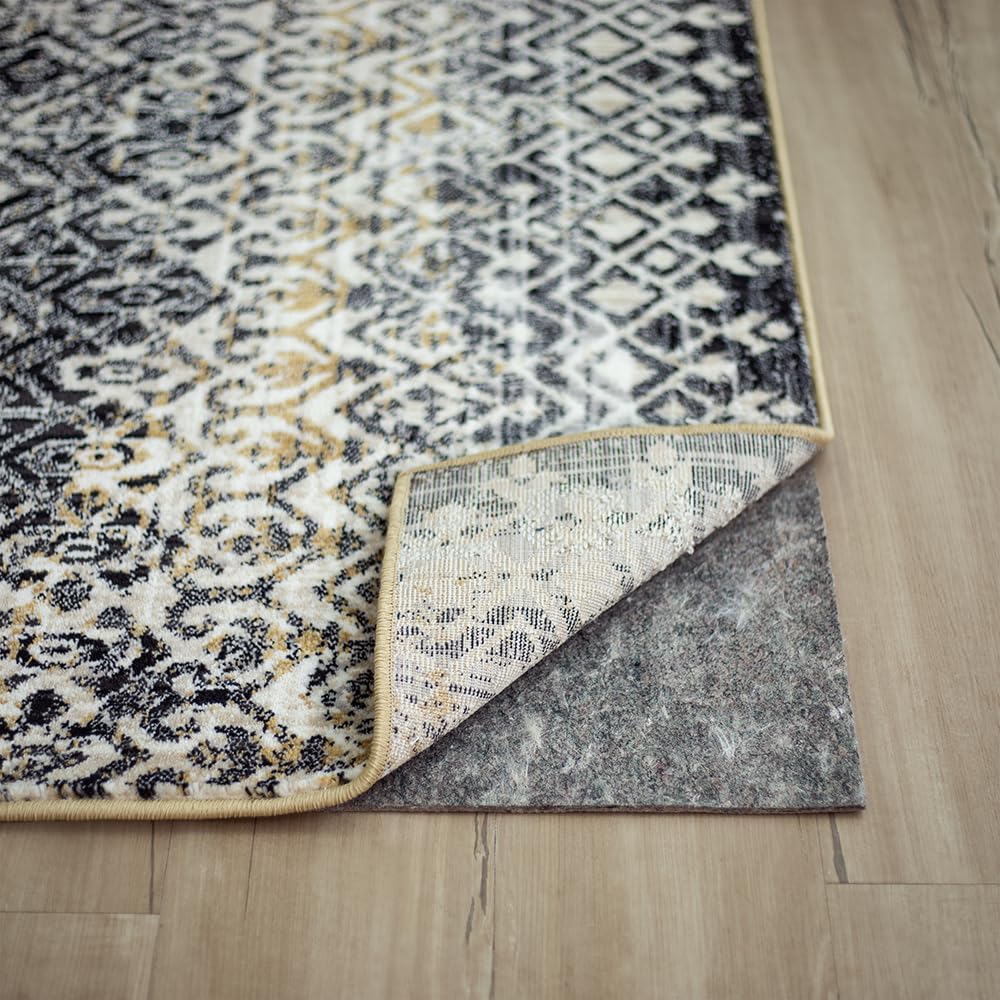 Non Slip Rug Pad 3' x 5'- 1/4" Thick Felt + Latex Rubber Gripper - Dual Surface Cushion for Hardwood, Carpet, Tile Floors, Made in USA - Colors A