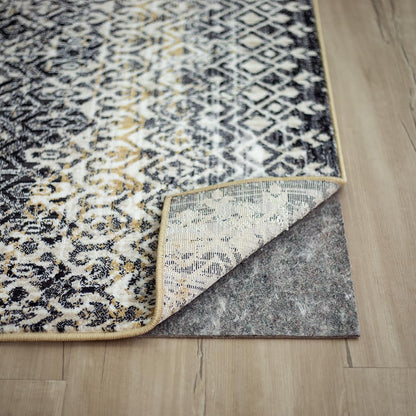 Non Slip Rug Pad 3' x 5'- 1/4" Thick Felt + Latex Rubber Gripper - Dual Surface Cushion for Hardwood, Carpet, Tile Floors, Made in USA - Colors A