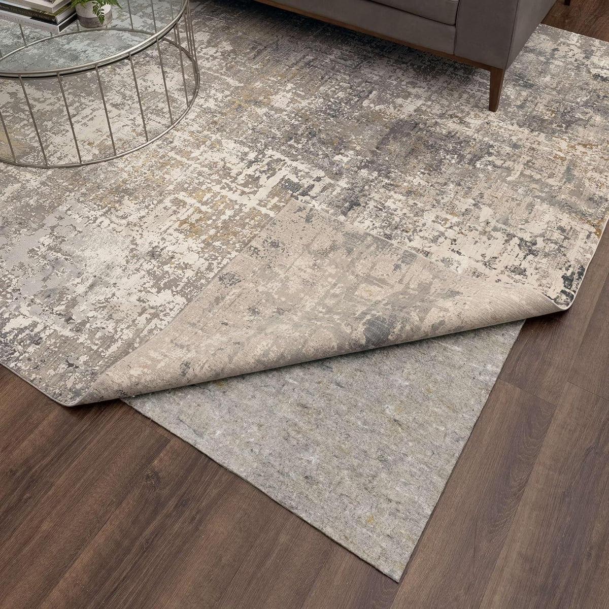 Non Slip Rug Pad 3' x 5'- 1/4" Thick Felt + Latex Rubber Gripper - Dual Surface Cushion for Hardwood, Carpet, Tile Floors, Made in USA - Colors A