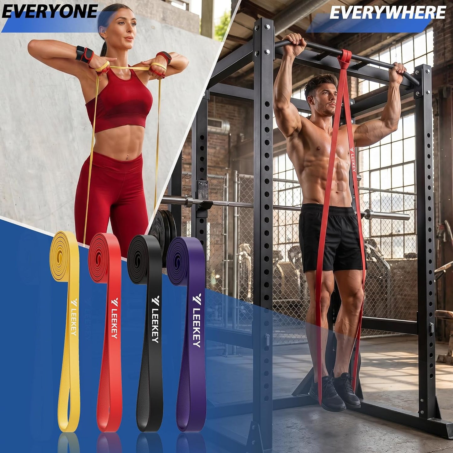 Pull Up Assistance Bands,Muit Levels Resistance Bands for Senior/Adults,Exercise Bands with Door Anchor, Strength Bands for Fitness Training, Physical Therapy,Home Gym Workouts
