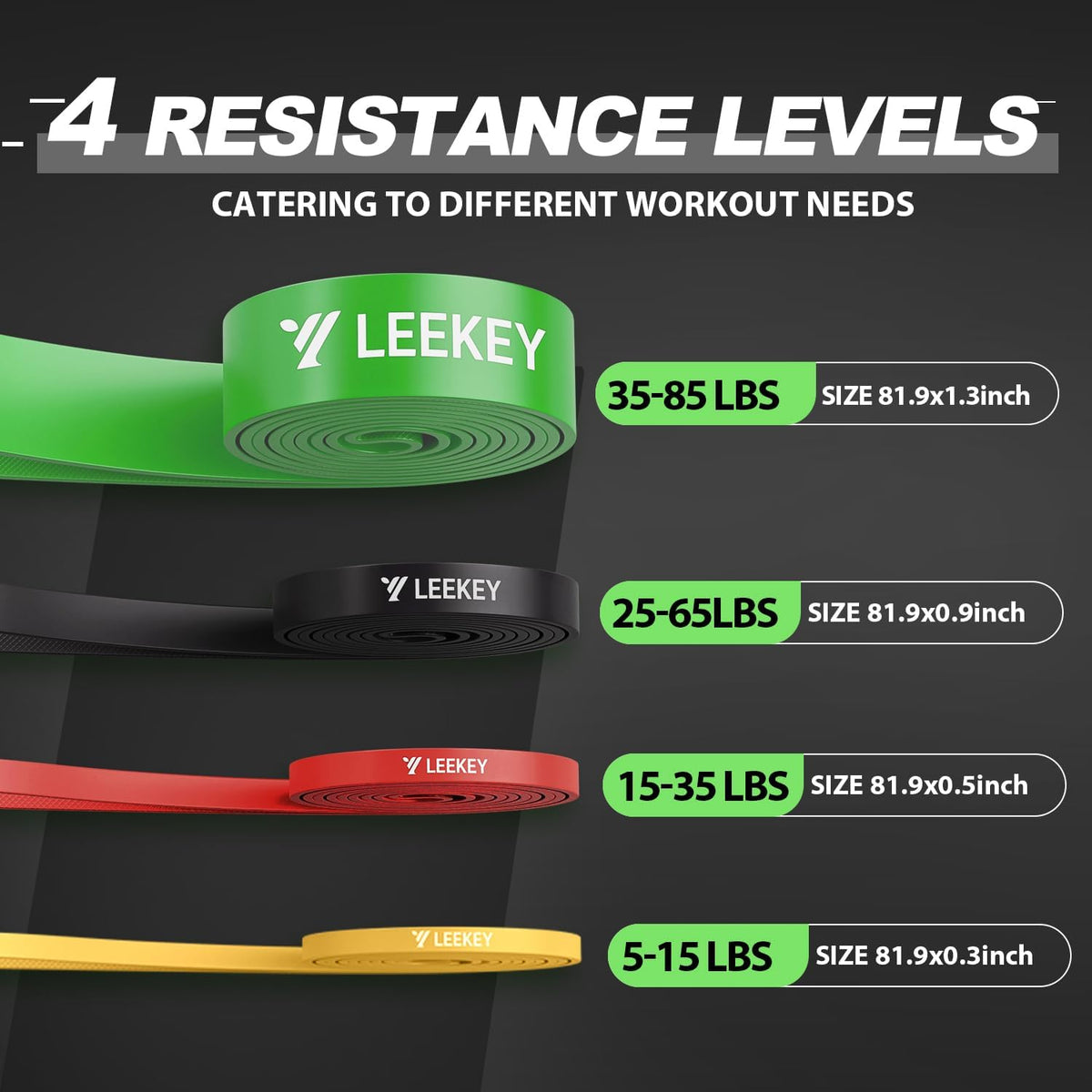 Pull Up Assistance Bands,Muit Levels Resistance Bands for Senior/Adults,Exercise Bands with Door Anchor, Strength Bands for Fitness Training, Physical Therapy,Home Gym Workouts