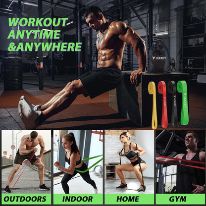 Pull Up Assistance Bands,Muit Levels Resistance Bands for Senior/Adults,Exercise Bands with Door Anchor, Strength Bands for Fitness Training, Physical Therapy,Home Gym Workouts