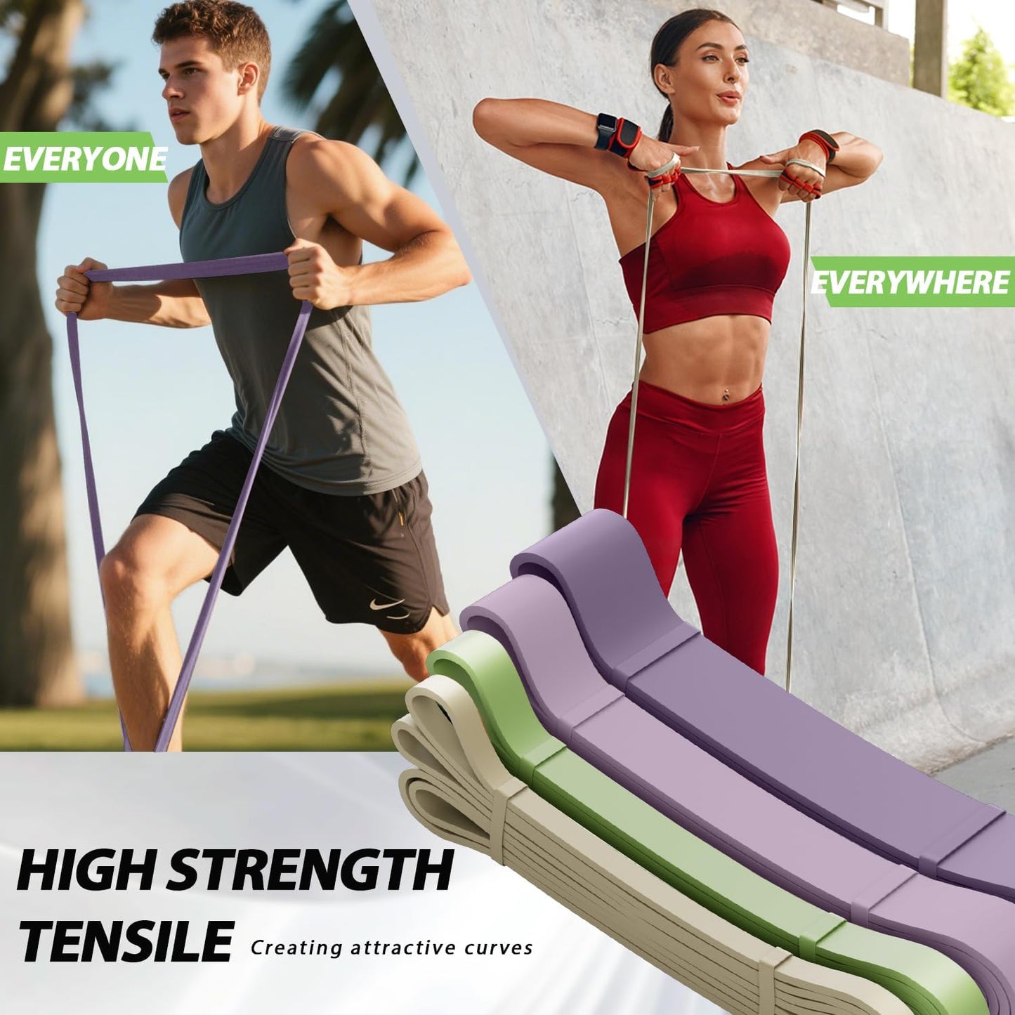 Pull Up Assistance Bands,Muit Levels Resistance Bands for Senior/Adults,Exercise Bands with Door Anchor, Strength Bands for Fitness Training, Physical Therapy,Home Gym Workouts