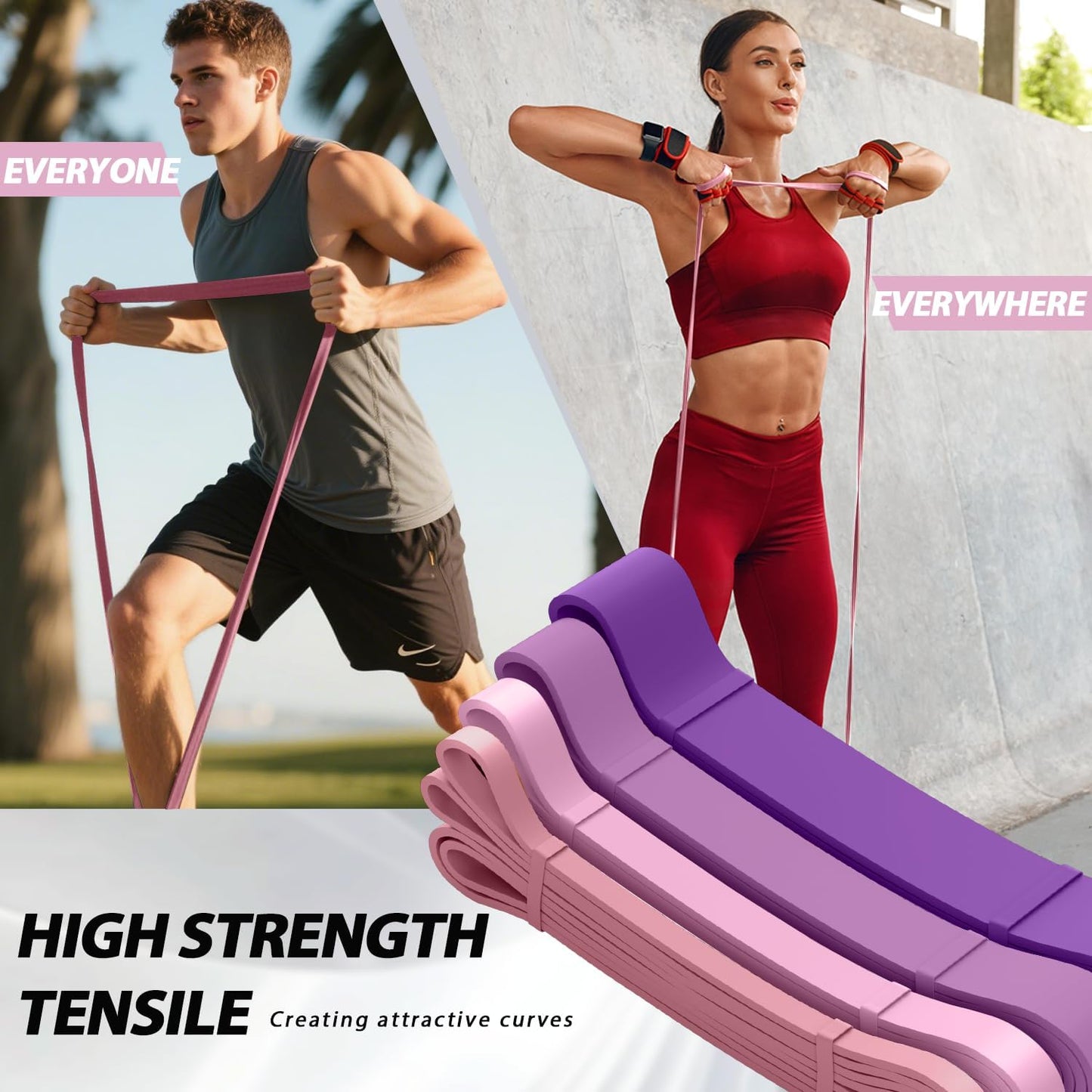 Pull Up Assistance Bands,Muit Levels Resistance Bands for Senior/Adults,Exercise Bands with Door Anchor, Strength Bands for Fitness Training, Physical Therapy,Home Gym Workouts