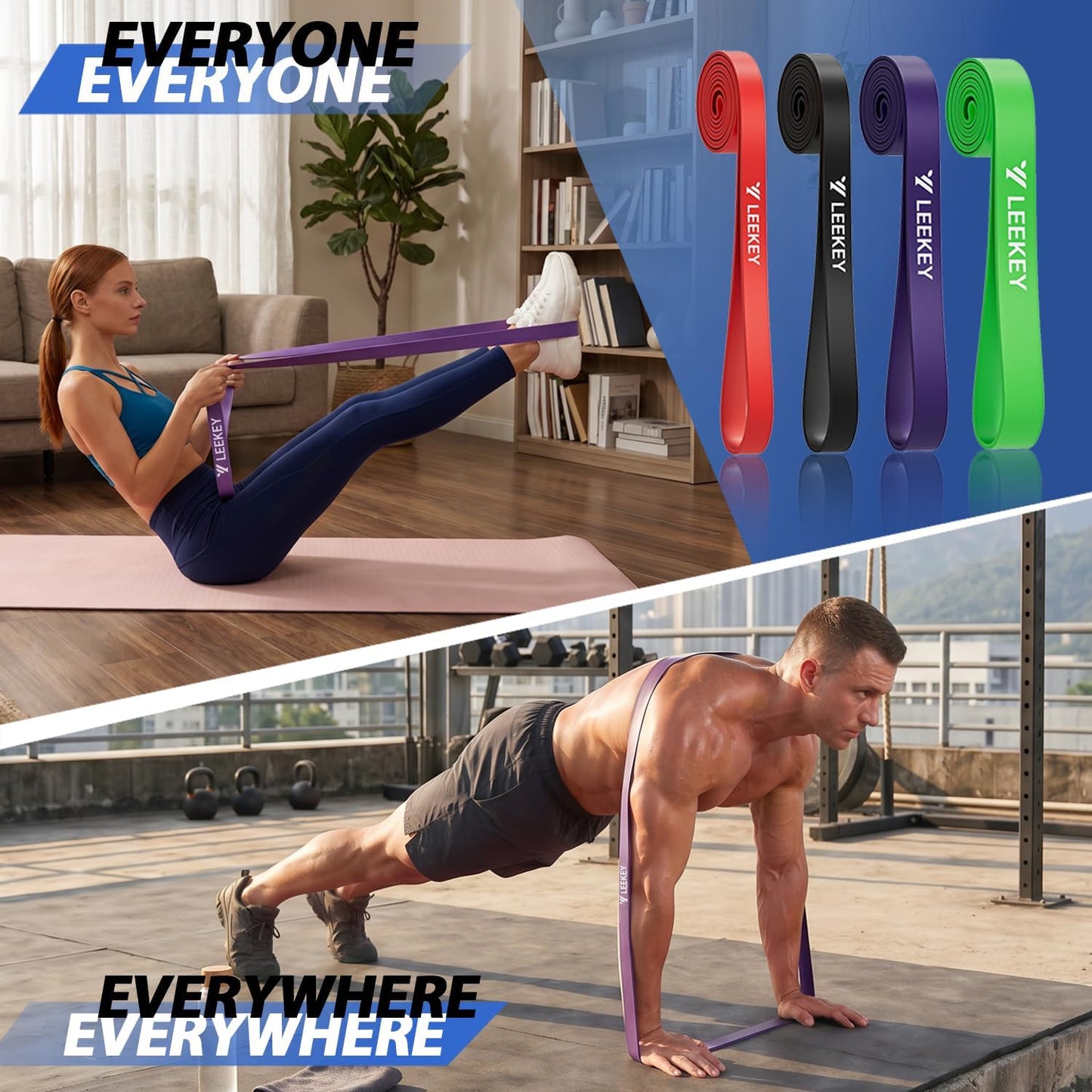 Pull Up Assistance Bands,Muit Levels Resistance Bands for Senior/Adults,Exercise Bands with Door Anchor, Strength Bands for Fitness Training, Physical Therapy,Home Gym Workouts