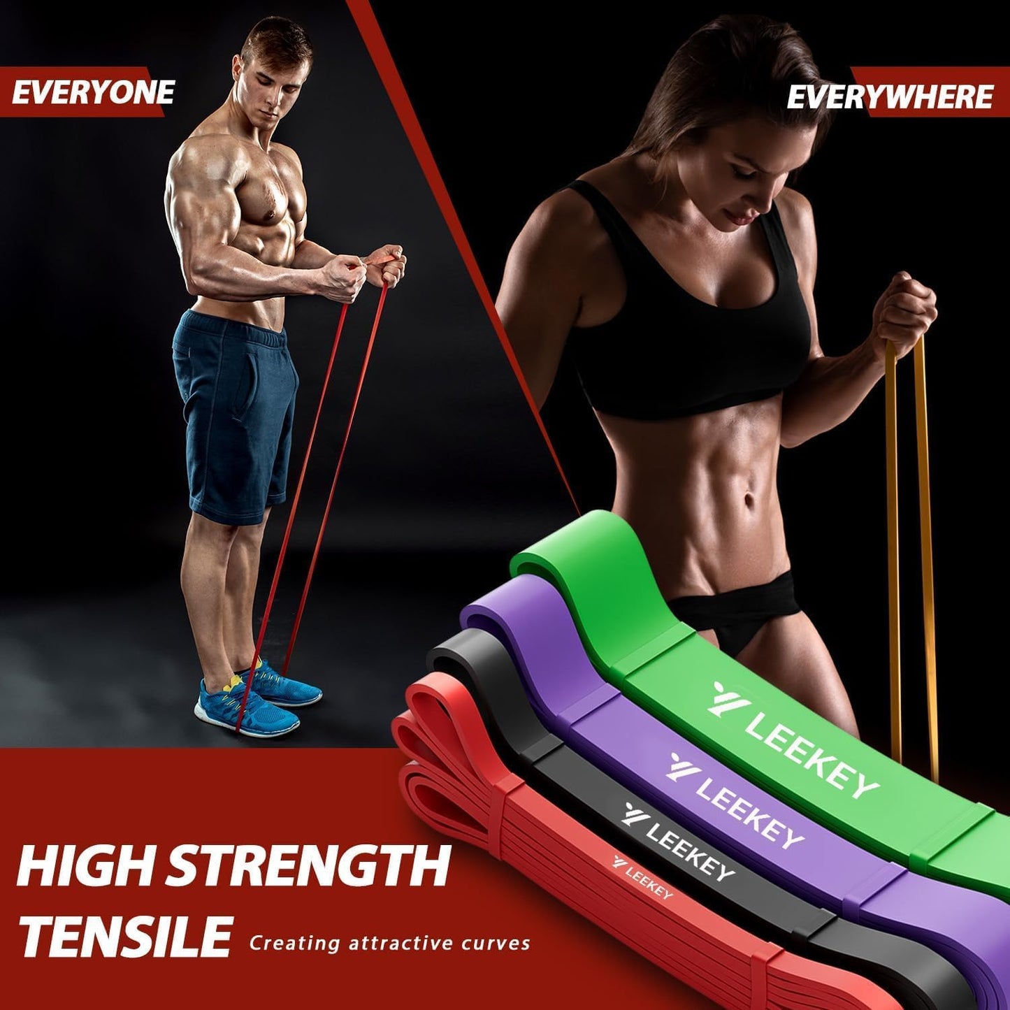 Pull Up Assistance Bands,Muit Levels Resistance Bands for Senior/Adults,Exercise Bands with Door Anchor, Strength Bands for Fitness Training, Physical Therapy,Home Gym Workouts