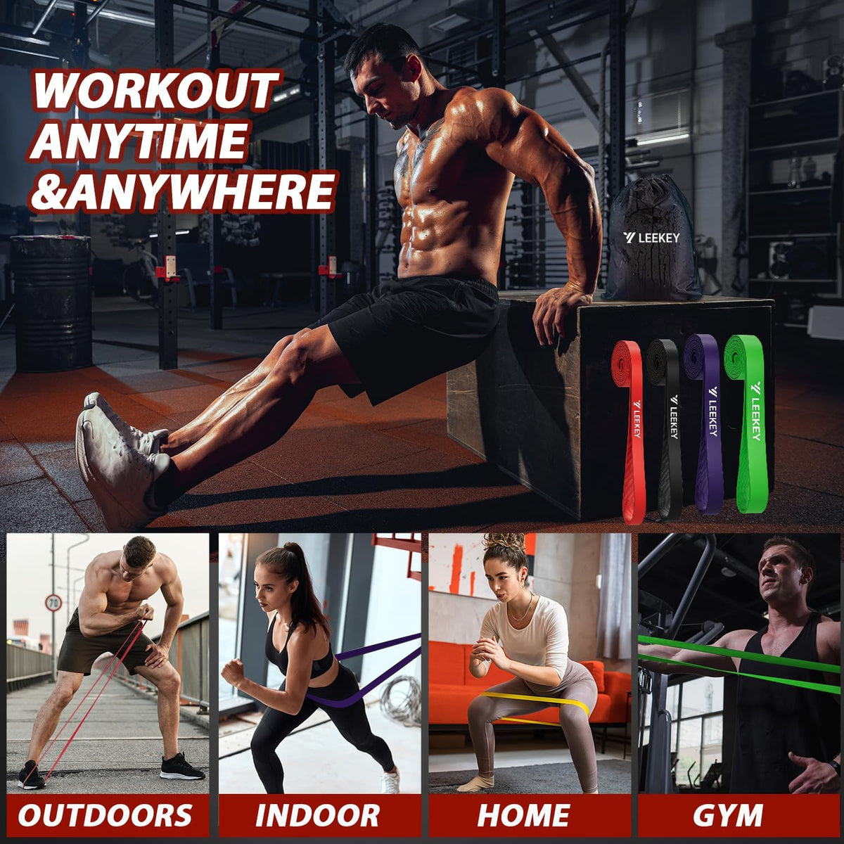 Pull Up Assistance Bands,Muit Levels Resistance Bands for Senior/Adults,Exercise Bands with Door Anchor, Strength Bands for Fitness Training, Physical Therapy,Home Gym Workouts