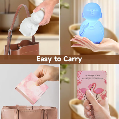 Mindfulness Tool Set with Guided Visual Meditation Breathing Lamp and 48 Positive Affirmation Cards, 3 in 1 Device with Night Light & Noise Machine, Self-Care Gift for Anxiety Relief and Relaxation