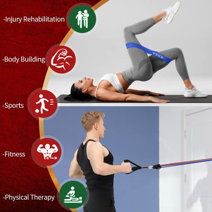 VEICK Resistance Bands Set, 10-150 LBS Stackable Exercise Bands with Handles, Ankle Straps & Door Anchor, Workout Bands for Home Gym, Yoga, Pilates, Physical Therapy for Men Women