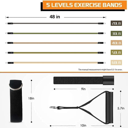 VEICK Resistance Bands Set, 10-150 LBS Stackable Exercise Bands with Handles, Ankle Straps & Door Anchor, Workout Bands for Home Gym, Yoga, Pilates, Physical Therapy for Men Women