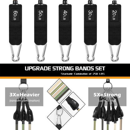 VEICK Resistance Bands Set, 10-150 LBS Stackable Exercise Bands with Handles, Ankle Straps & Door Anchor, Workout Bands for Home Gym, Yoga, Pilates, Physical Therapy for Men Women