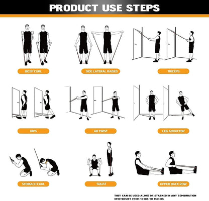 VEICK Resistance Bands Set, 10-150 LBS Stackable Exercise Bands with Handles, Ankle Straps & Door Anchor, Workout Bands for Home Gym, Yoga, Pilates, Physical Therapy for Men Women